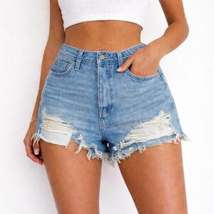 Hollister California Womens Size 25 Light Wash Ultra High Rise Mom Jean Shorts